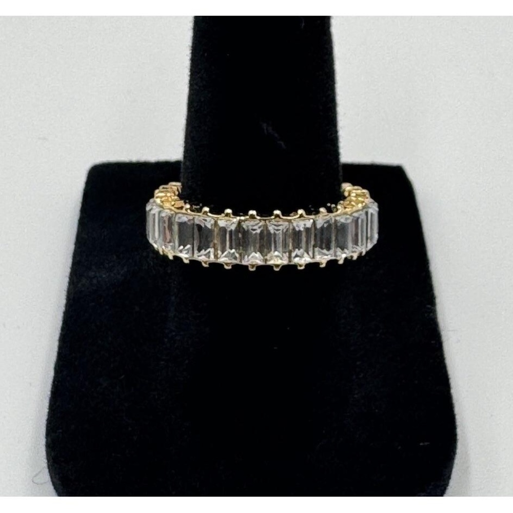 SUGARFIX BaubleBar Gold Tone Crystal Baguette Rhinestone Statement Ring 7